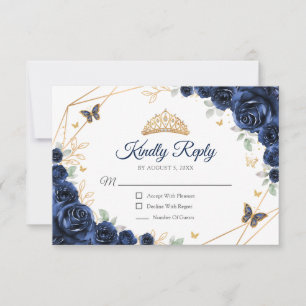 Navy Gold Floral Quinceanera Antwort
