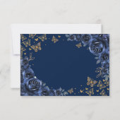 Navy Gold Floral Quinceanera Reply RSVP Karte (Rückseite)