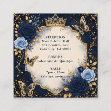 Navy Gold Floral Schmetterling Quinceañera