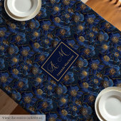 Navy Gold Floral Tablecloth Elegant Monogram Decor Tischdecke