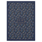 Navy Gold Floral Tablecloth Elegant Monogram Decor Tischdecke (Vorderseite)