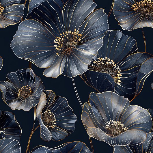 Navy Gold Floral Throw Elegant Monogram Blanket Fleecedecke