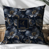 Navy Gold Floral Towels Elegant Monogram Accent Badhandtuch Set
