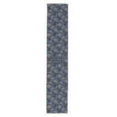 Navy Gold Flowers Table Runner Lux Monogram Design Mittelgroßer Tischläufer (Vorderseite)