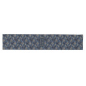 Navy Gold Flowers Table Runner Lux Monogram Design Mittelgroßer Tischläufer (Horizontal)