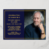 Navy & Gold Foil Custom Foto Life Celebration Folieneinladung (Vorderseite)