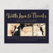 Navy Gold Foil Vielen Dank Script Typografy Foto Postkarte (Vorderseite)