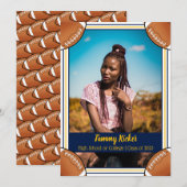 Navy & Gold Football Abschluss Ankündigung (Vorne/Hinten)