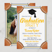 Navy & Gold Football Graduation Party Einladung (Vorne/Hinten)