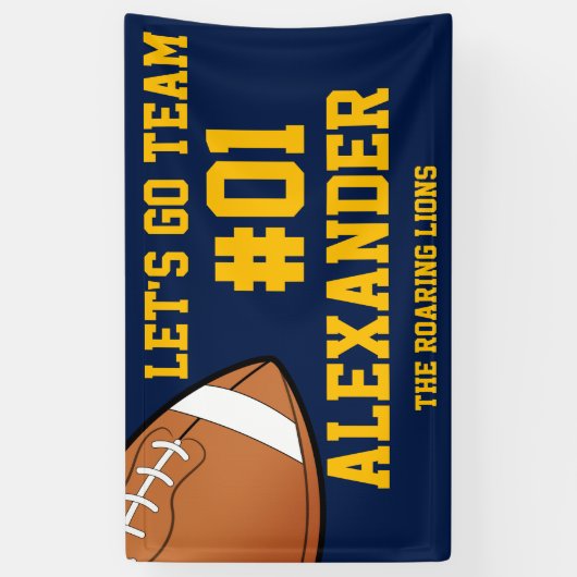 Navy Gold Football Team Spirit Banner (Vertikal)