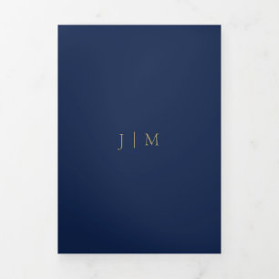 Navy Gold Formale minimalistische Hochzeit Dreifach Gefaltete Karte