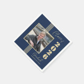 Navy Gold Foto Frame 2025 Abschluss Serviette (Ecke)