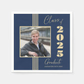 Navy Gold Foto Frame 2025 Abschluss Serviette (Vorderseite)