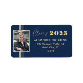Navy Gold Foto Frame 2025 Grad Adresse Adressaufkleber (Vorne)