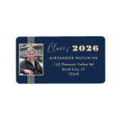 Navy Gold Foto Frame 2025 Grad Adresse Adressaufkleber (Vorne)
