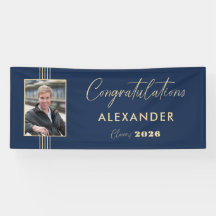 Navy Gold Foto Frame 2025 Graduation Party
