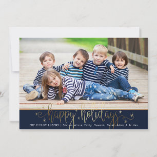 Navy & Gold FROHE WEIHNACHTEN Handgeschriebene Sch