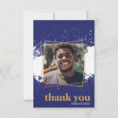 Navy & Gold Funky Platscher Abschluss Danke Karte (Vorderseite)