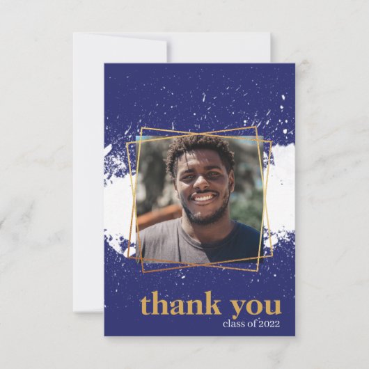 Navy & Gold Funky Platscher Abschluss Danke Karte (Vorderseite)