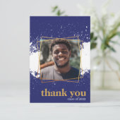 Navy & Gold Funky Platscher Abschluss Danke Karte (Stehend Vorderseite)