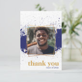 Navy & Gold Funky Platscher Abschluss Danke Karte (Stehend Vorderseite)