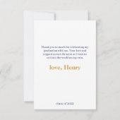 Navy & Gold Funky Platscher Abschluss Danke Karte (Rückseite)