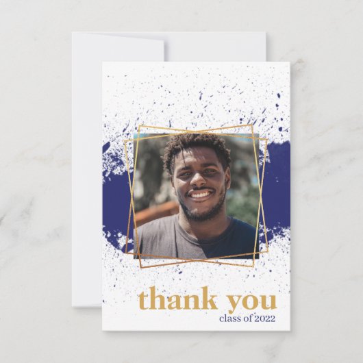 Navy & Gold Funky Platscher Abschluss Danke Karte (Vorderseite)
