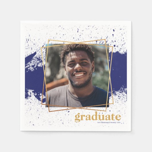 Navy & Gold Funky Platscher Abschluss Serviette (Vorderseite)