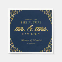 Navy Gold Future Mr. and Mrs Engagement Party Serviette
