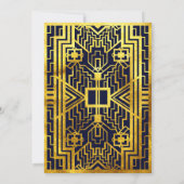 Navy Gold Gatsby Art Deco Einladungs-Karte Einladung (Rückseite)