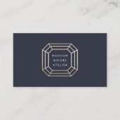 Navy & Gold Gem Logo | Schmuckdesign Visitenkarte (Vorderseite)