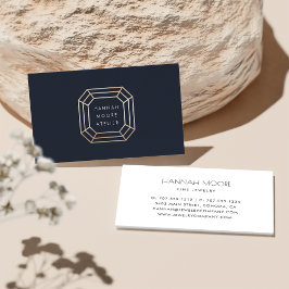 Navy & Gold Gem Logo | Schmuckdesign Visitenkarte
