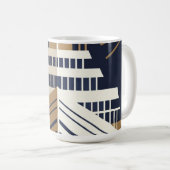 Navy Gold Geometric Maritime Ocean Liner Art Deco Kaffeetasse (VorderseiteRechts)
