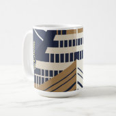 Navy Gold Geometric Maritime Ocean Liner Art Deco Kaffeetasse (Vorderseite Links)
