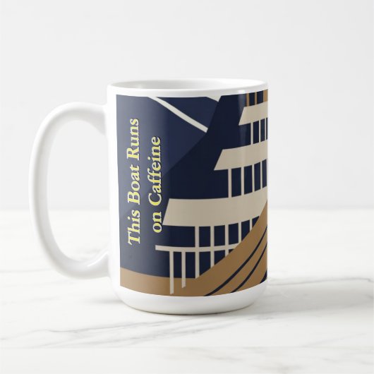 Navy Gold Geometric Maritime Ocean Liner Art Deco Kaffeetasse (Links)