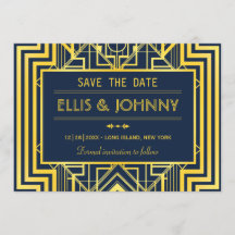 Navy & Gold Geometric Save the Date