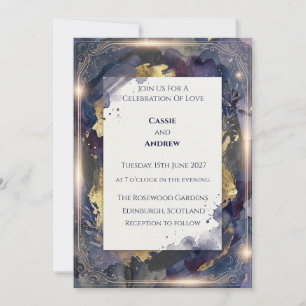 Navy Gold Glanz Ornate Rahmen Hochzeit Einladung
