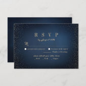 Navy & Gold Glitzer Ausgereifte Monogramm Hochzeit RSVP Karte (Vorne/Hinten)