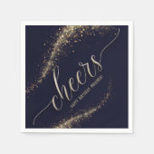 Navy Gold Glitzer Confetti Cheers Birthday Napkins Serviette (Vorderseite)