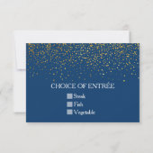 Navy Gold Glitzer Confetti Dots Wedding RSVP Card (Rückseite)