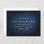 Navy & Gold Glitzer Einfach Save the Date Ankündigungspostkarte (Vorne/Hinten)