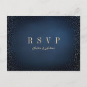 Navy & Gold Glitzer Simple Wedding RSVP Einladungspostkarte (Vorderseite)