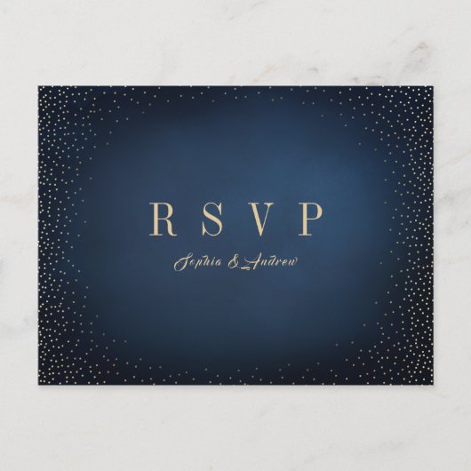 Navy & Gold Glitzer Simple Wedding RSVP Einladungspostkarte (Vorderseite)