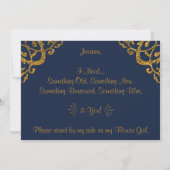 Navy & Gold Glitzer Werden Sie mein Blumenmädchen? Einladung (Rückseite)