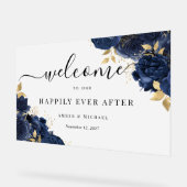 Navy Gold glücklich je nach Hochzeit Acrylzeichen Acrylschild (Winkel)