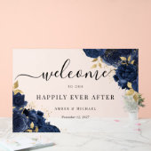 Navy Gold glücklich je nach Hochzeit Acrylzeichen Acrylschild (Hochzeit)