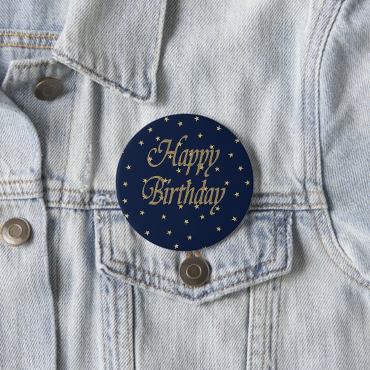 Navy Gold Happy Birthday Button (Beispiel)