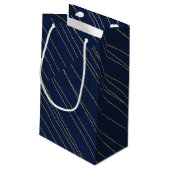 Navy Gold Happy Birthday Kleine Geschenktüte (Rückseite Schrägansicht)