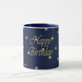Navy Gold Happy Birthday Tasse (Zentrum)