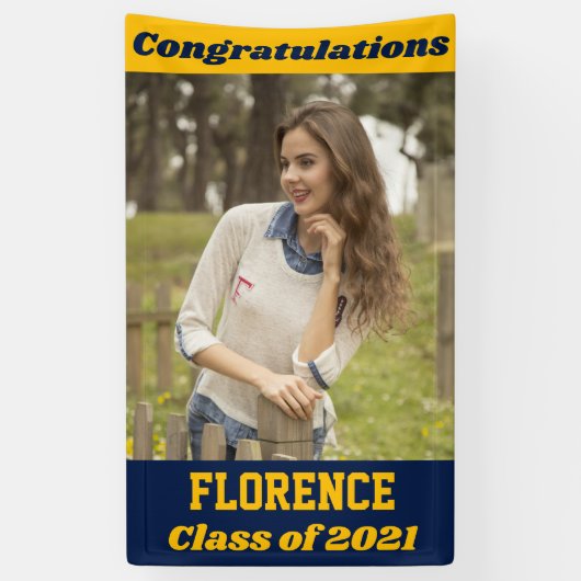 Navy Gold Herzlichen Glückwunsch Abschluss Banner (Vertikal)